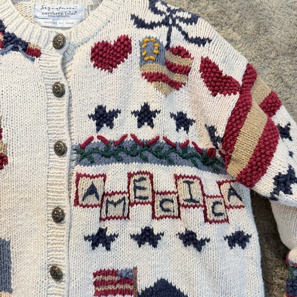 Northern Isles Cardigan Sweater American Flag M 4th July USA Patriotic Americana - Picture 5 of 12